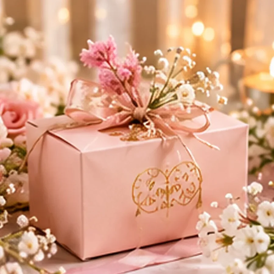 علبة الأزهار الوردية بالقلب